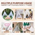 White Kids Teepee Tent with Blanket, Star Lights –100% Cotton Play Tent for Girls & Boys